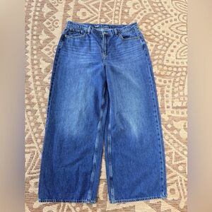 Old Navy Women's High Rise Baggy Wide Leg Drapey Denim Jeans 14 Lyocell